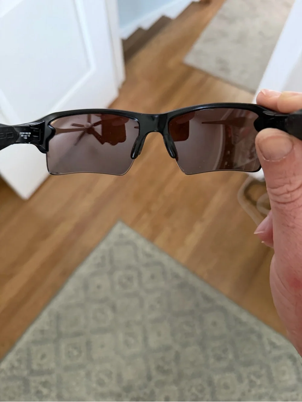 Oakley Men’s Sunglasses - Black Frame with Blue Mirrored Lenses (Deep Water)